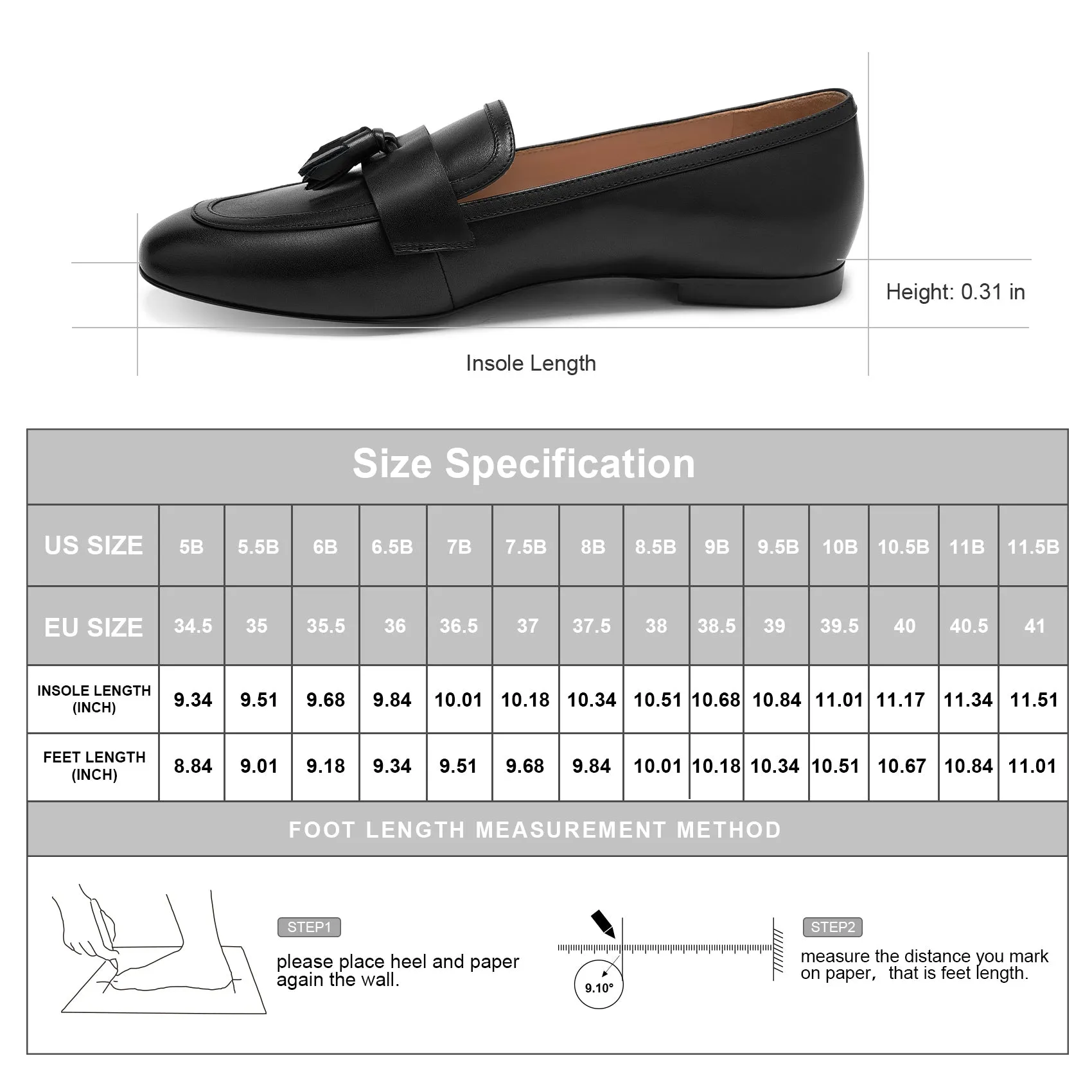 AiciBerllucci  Women's Loafer Shoes Casual  Black Calfskin  Leather Flat Shoes for Women Ladies Tassel