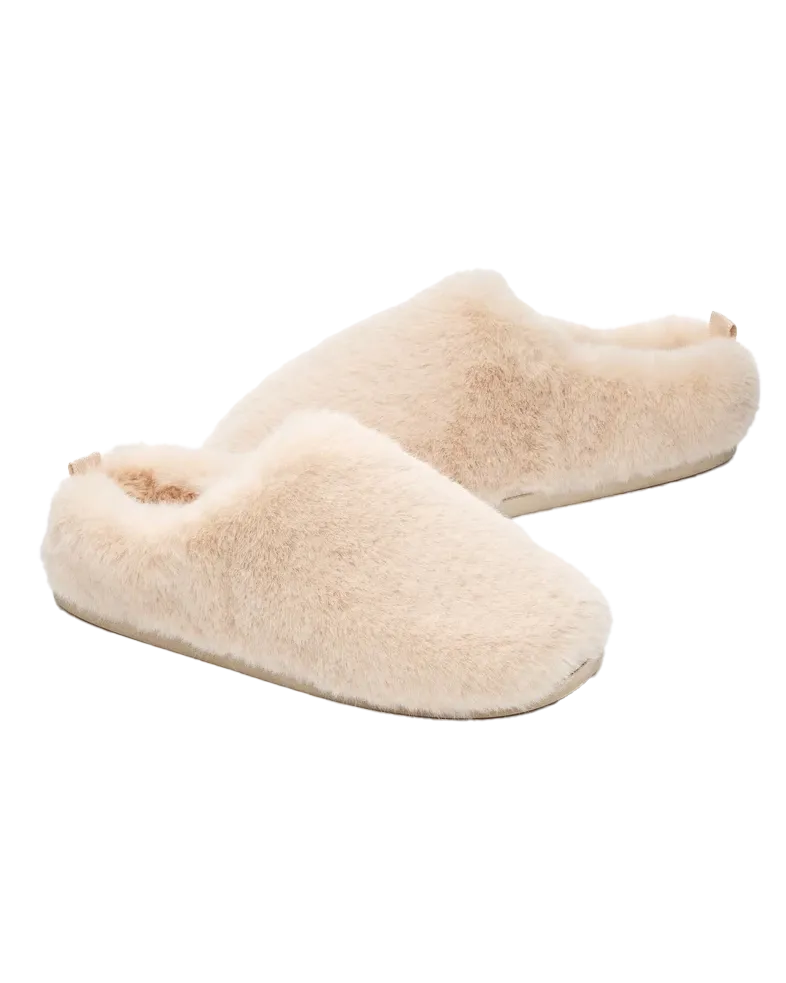 Ariana Luxury Faux Fur Mules in Gingerbread