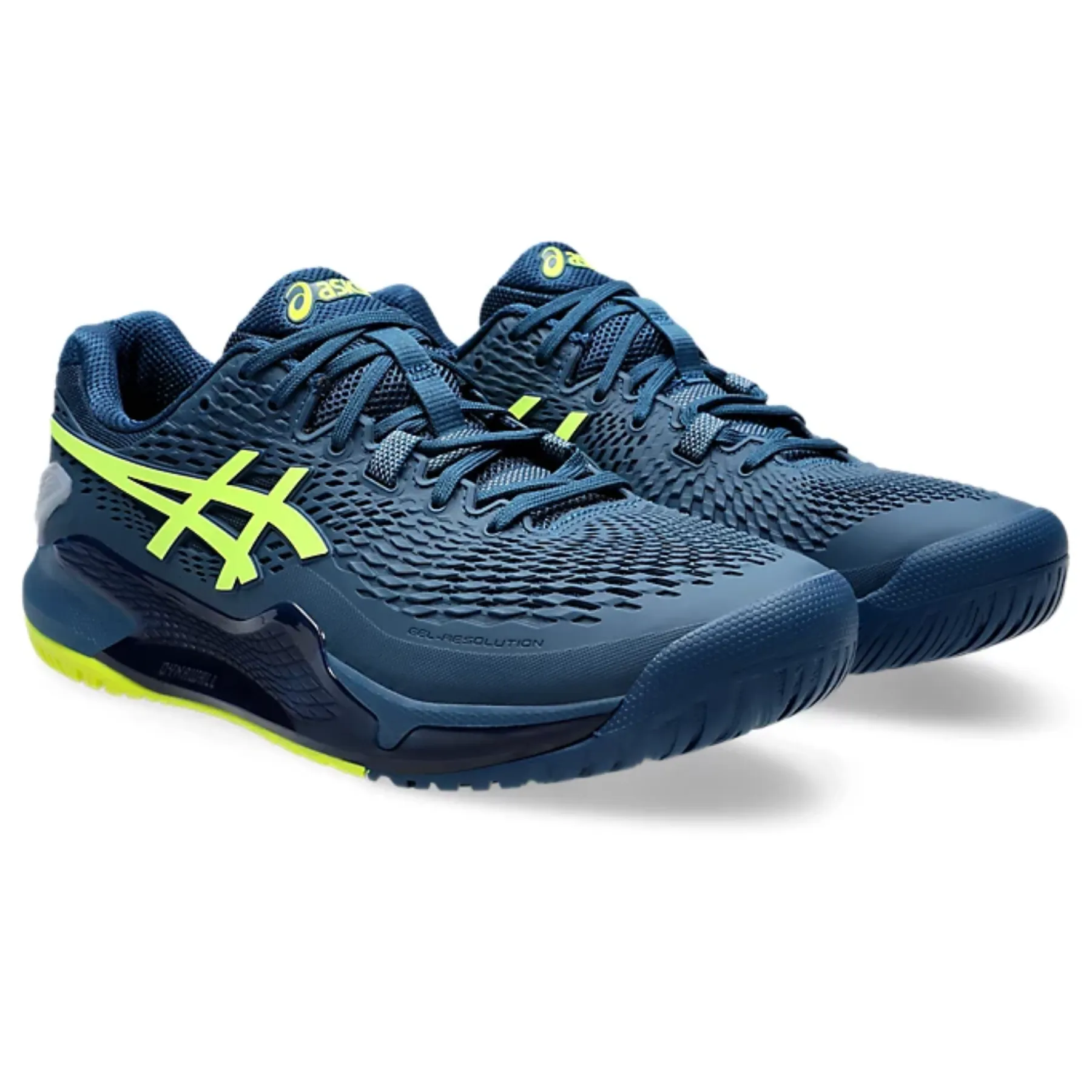 Asics Gel-Resolution 9 Wide Men Tennis Shoes - Mako Blue/Safety Yellow