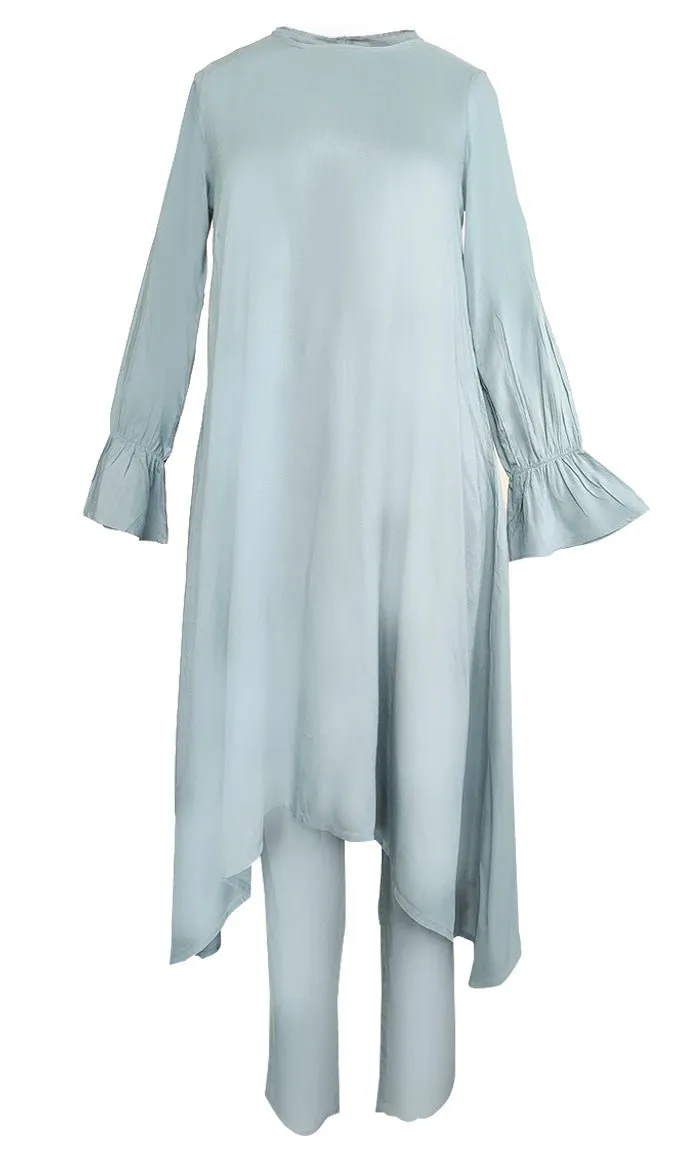 Basic Sky Asymmetrical Kurta With Comfortable Bottom - Final Sale