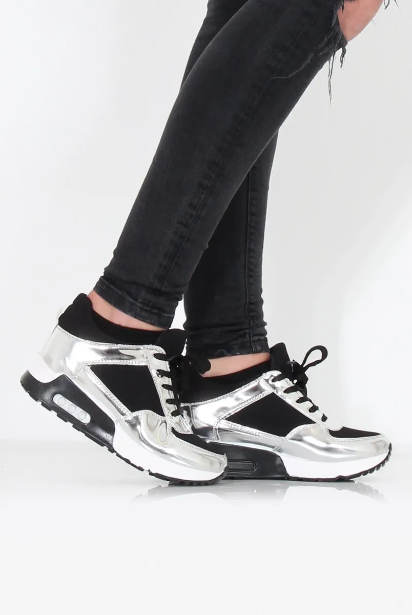 Black and Silver Trainers - Leah