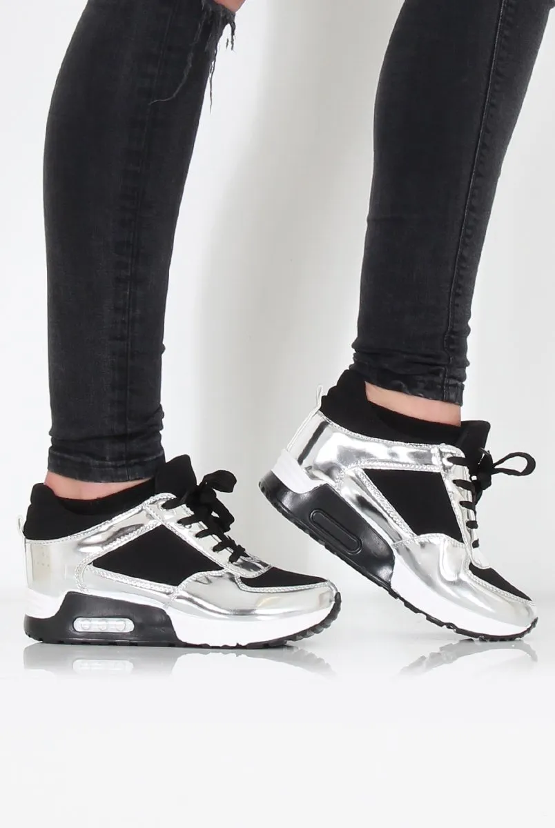 Black and Silver Trainers - Leah