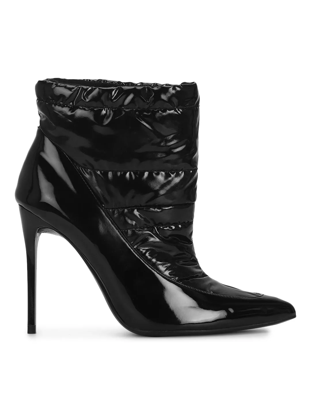 Black Patent Quilt Ankle Length Boots