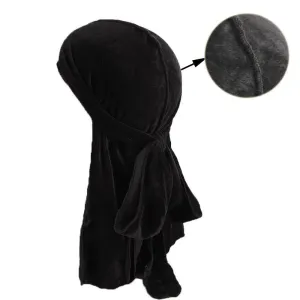 Black Velvet Durag Doo Head Wrap Bandana Soft Cap Unisex Mens Womens Wrap