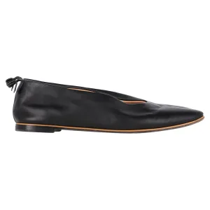 Bottega Veneta Almond Toe Flats in Black Leather