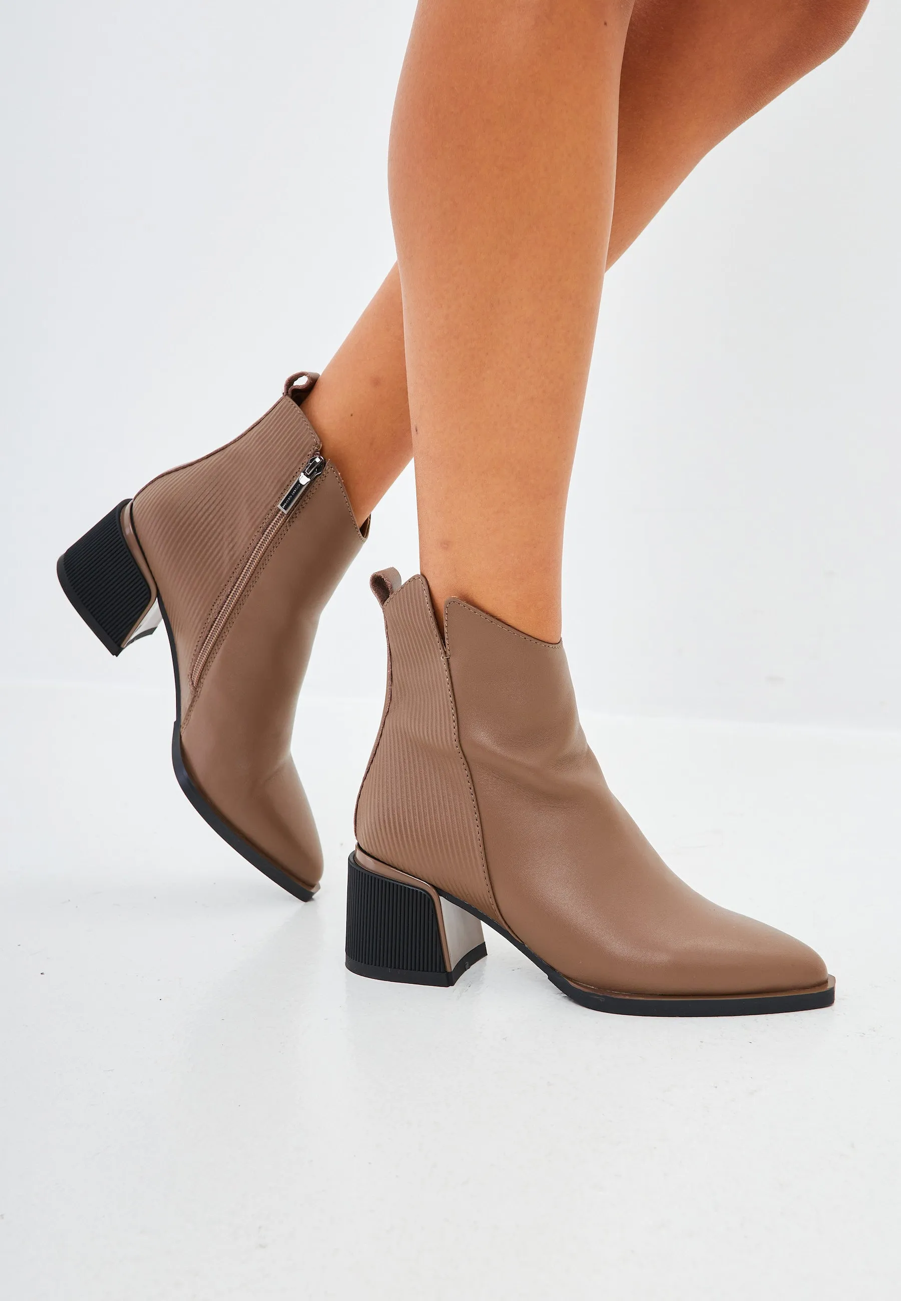 Casual Ankle Boots - Beige