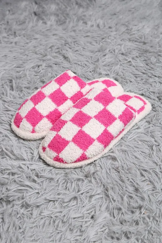 Checkered Slippers  - Fuchsia