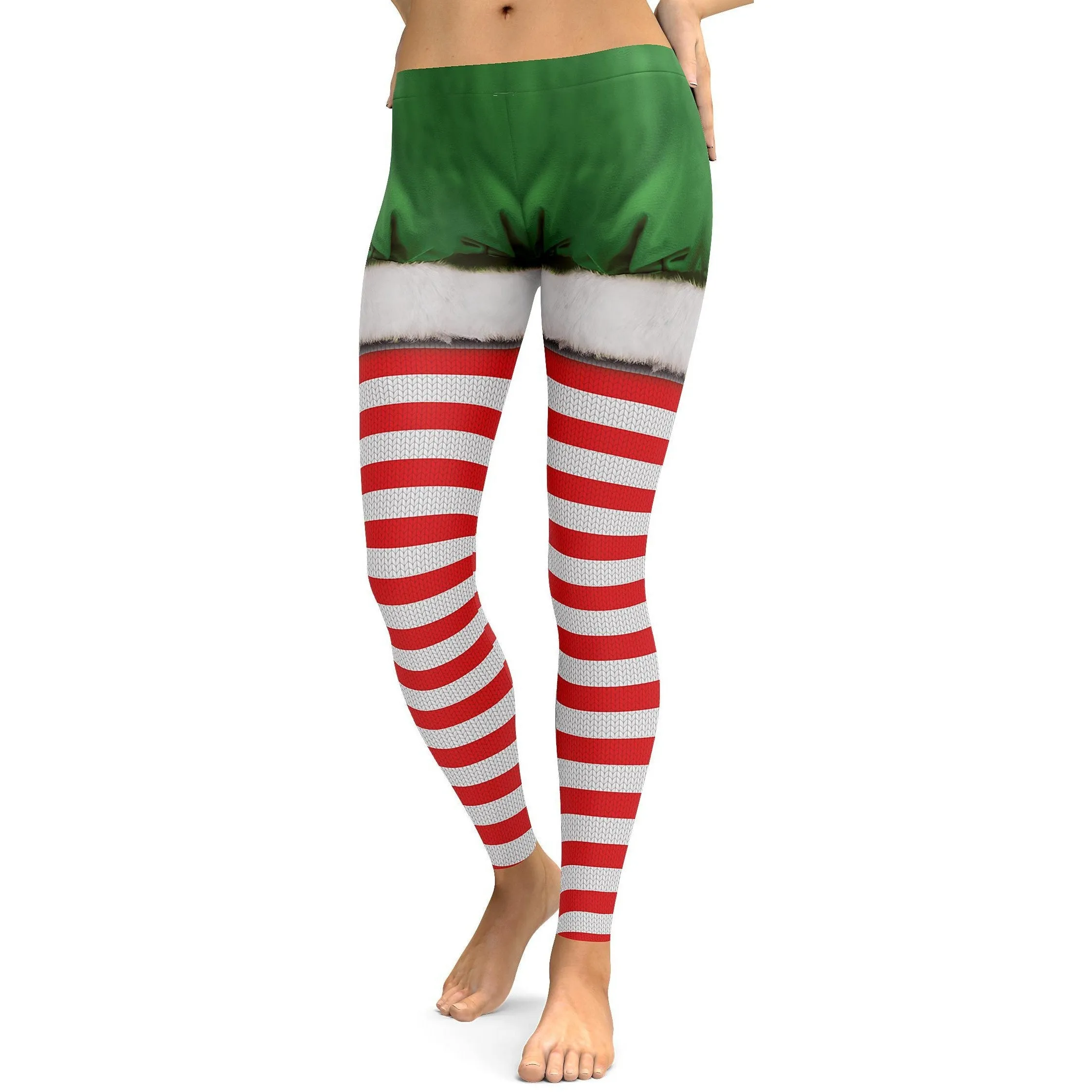 Christmas Candy Cane & Shorts Leggings