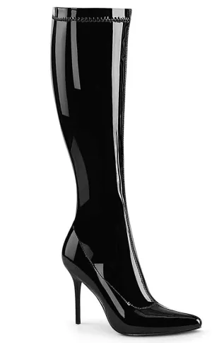 CLASSIQUE-2000 Black Stretch Patent Knee Boots