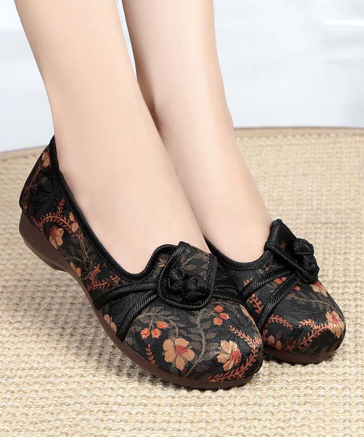 Comfortable Red Splicing Cotton Embroidery Flat Feet Shoes ML1705