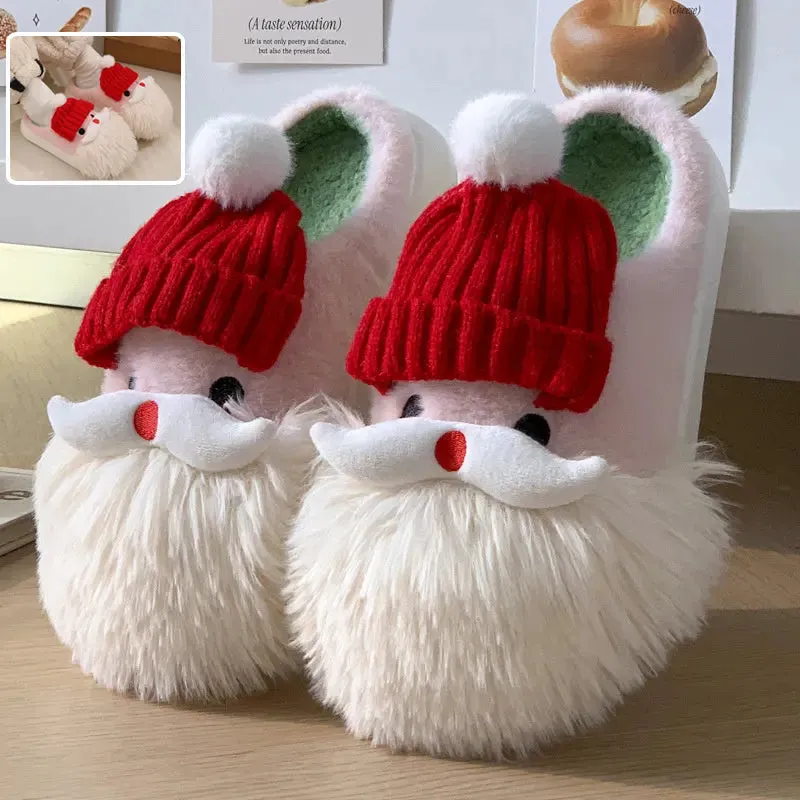 Cozy Santa Claus Plush Slippers - Festive Non-Slip Indoor Footwear for All Ages