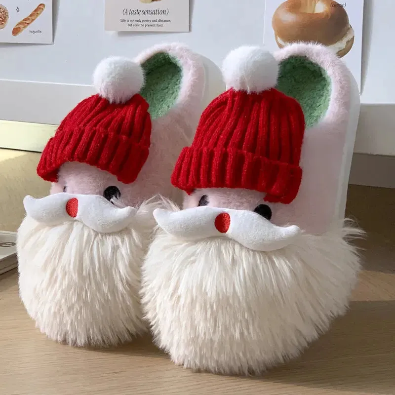 Cozy Santa Claus Plush Slippers - Festive Non-Slip Indoor Footwear for All Ages