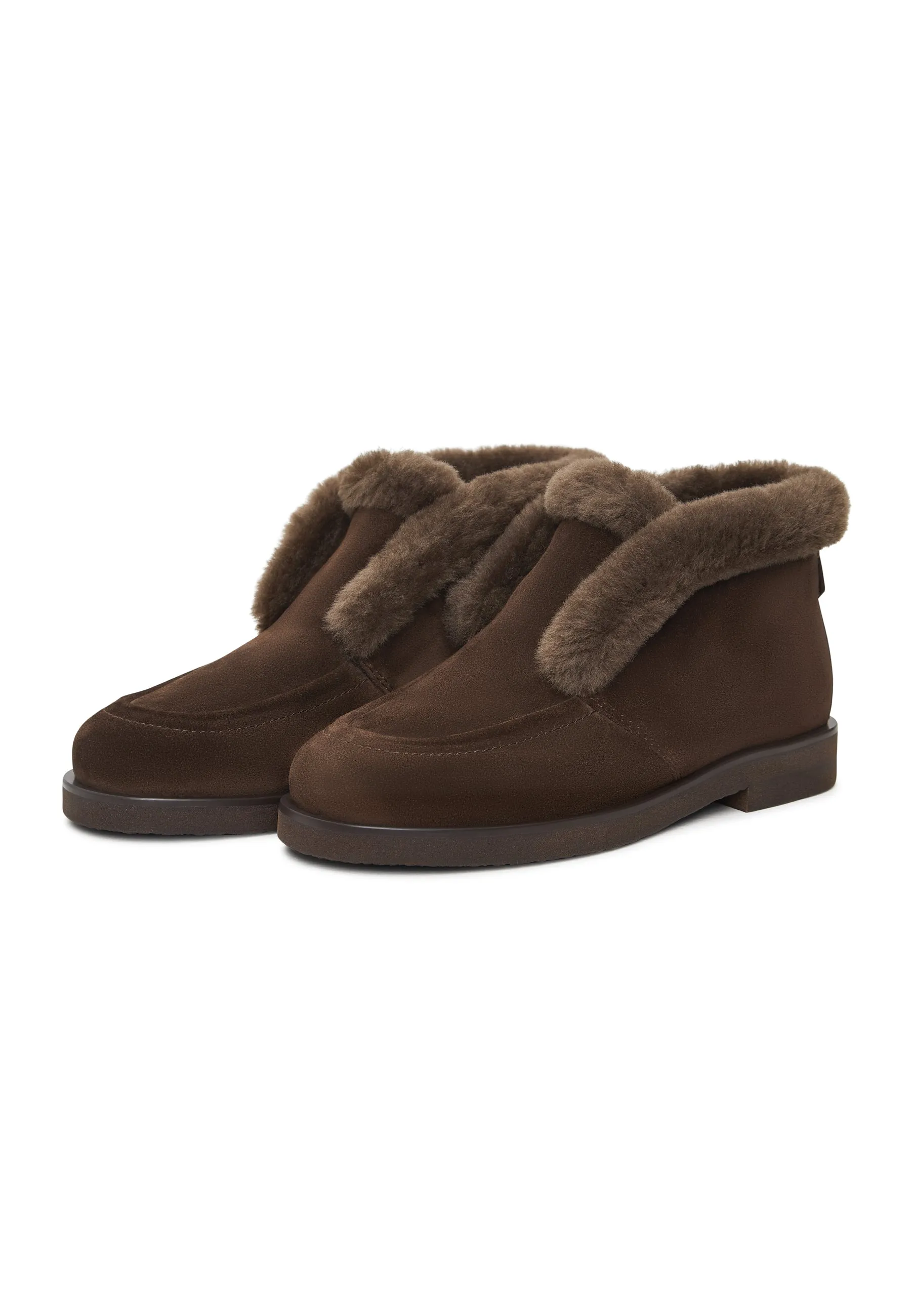 Cozy Suede Fur-Lined Boots Gerda - Brown