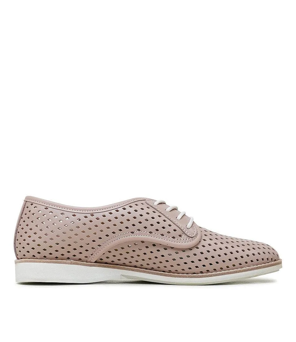 Derby Punch Chalk Pink Leather Lace Up Flats