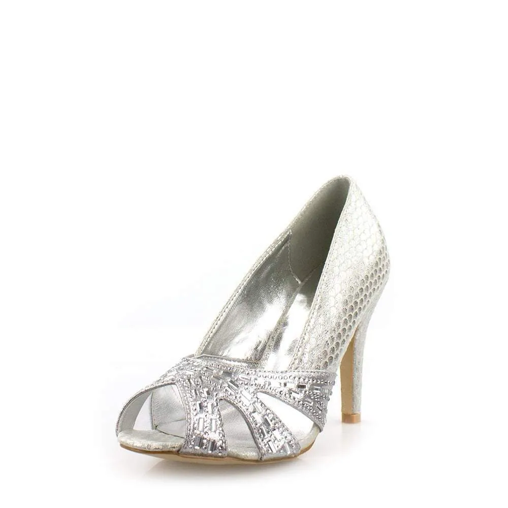 ELEANOR Snake Print Peep Toe Heel