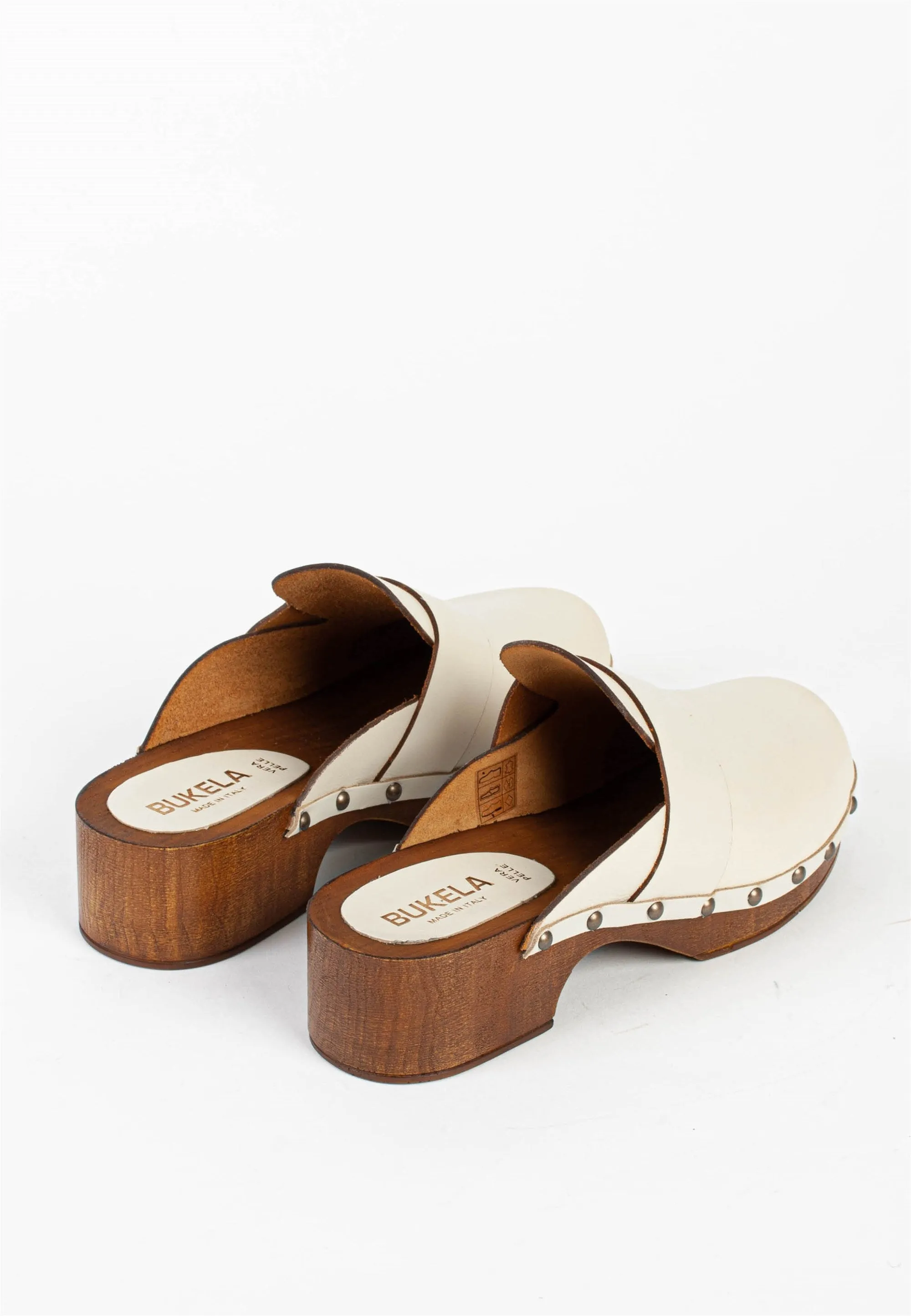 Ester Milk Studded Leather Clogs