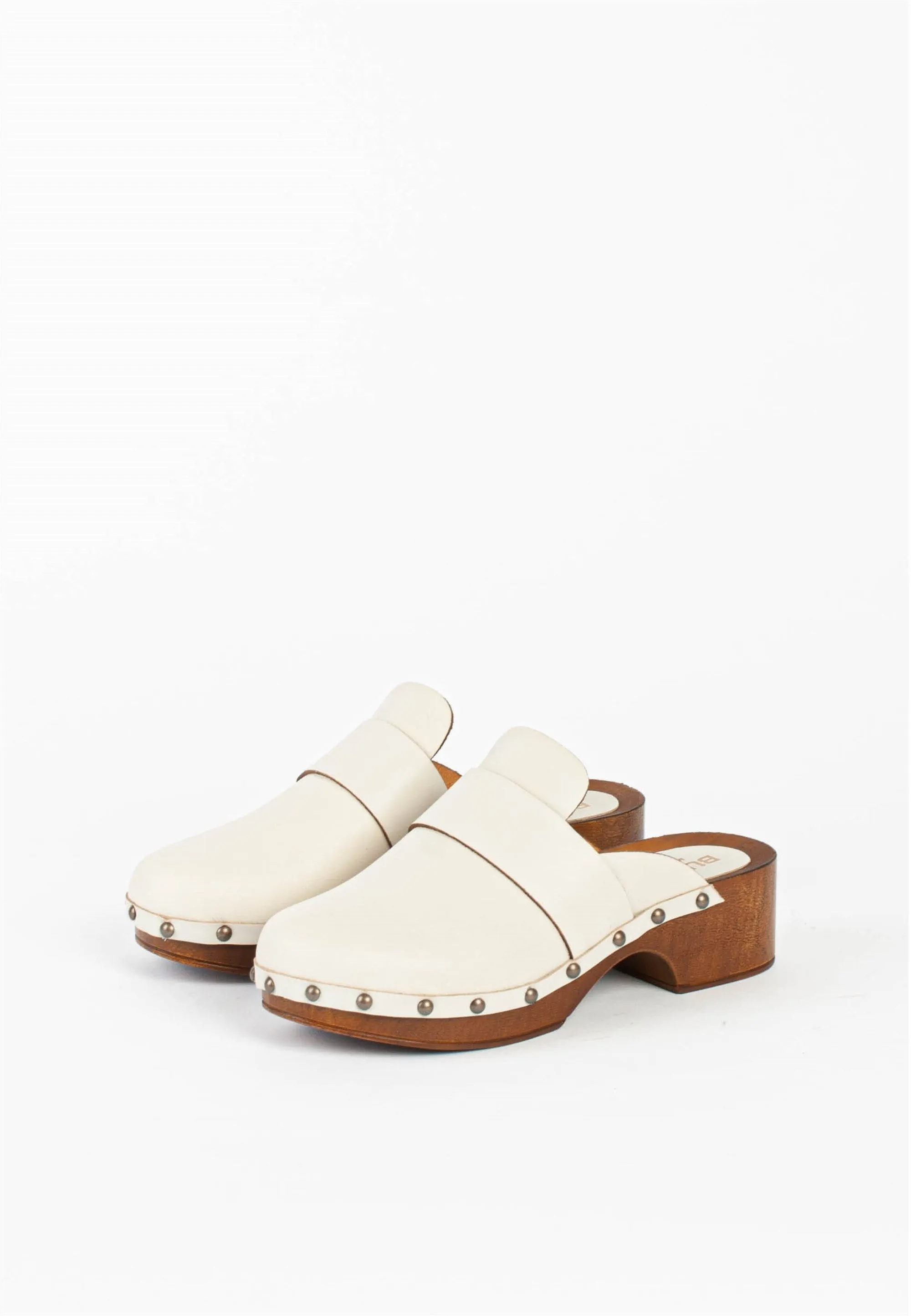 Ester Milk Studded Leather Clogs