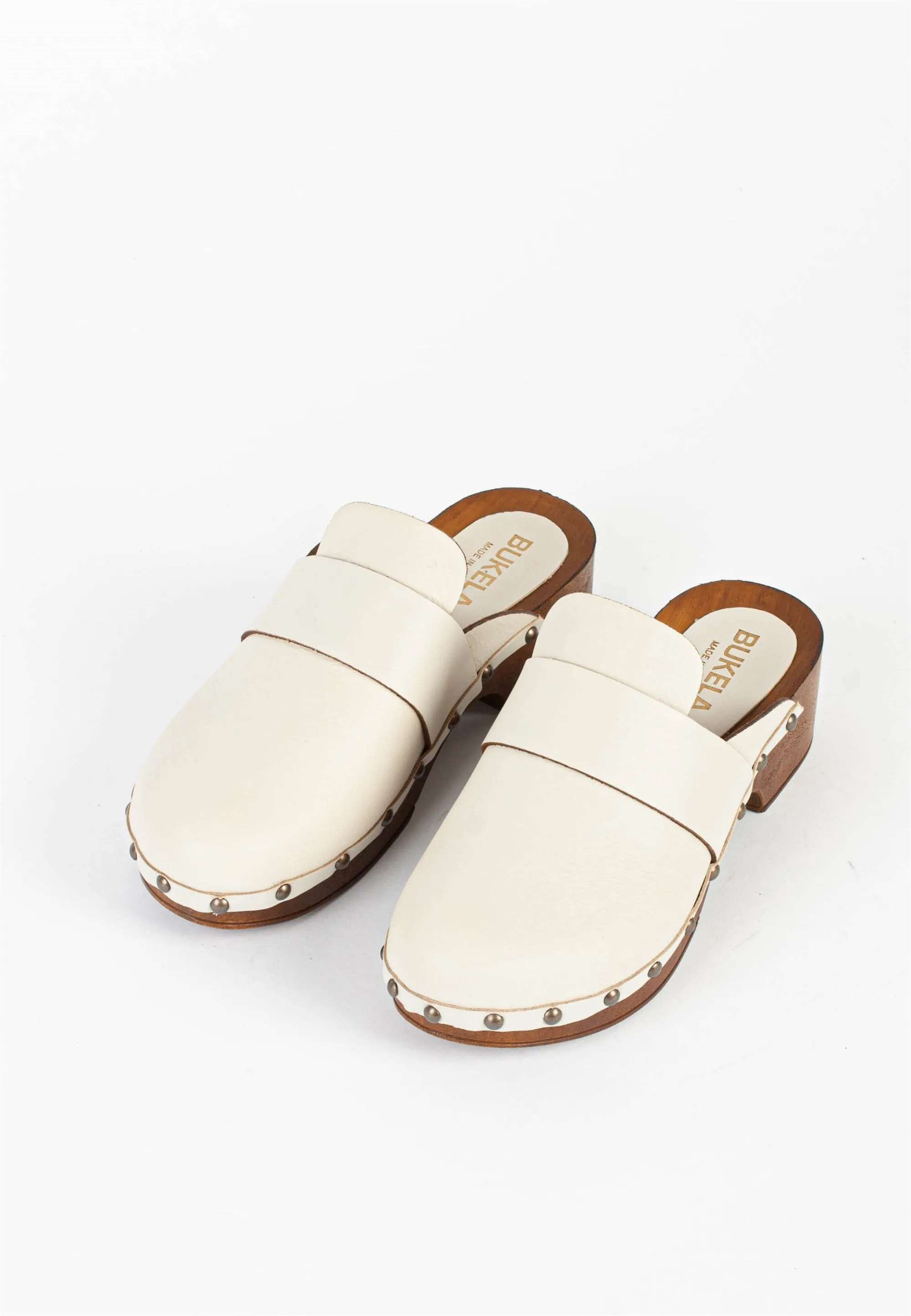 Ester Milk Studded Leather Clogs