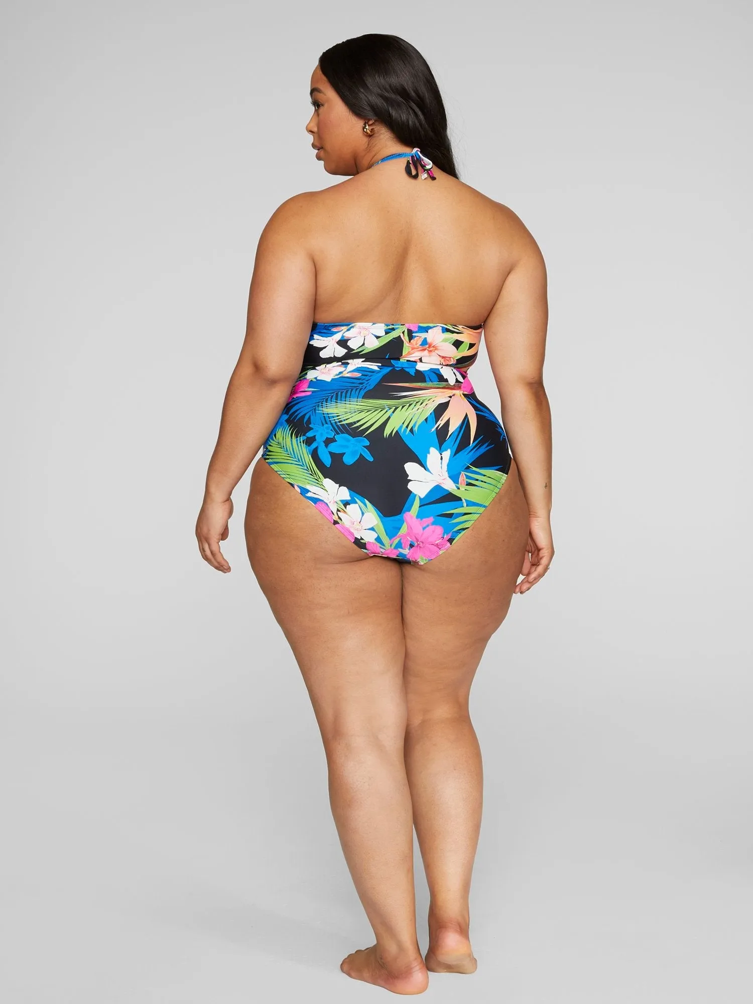 Fashion To Figure - Nyla Halter Tropical Print One-Piece Swimsuit