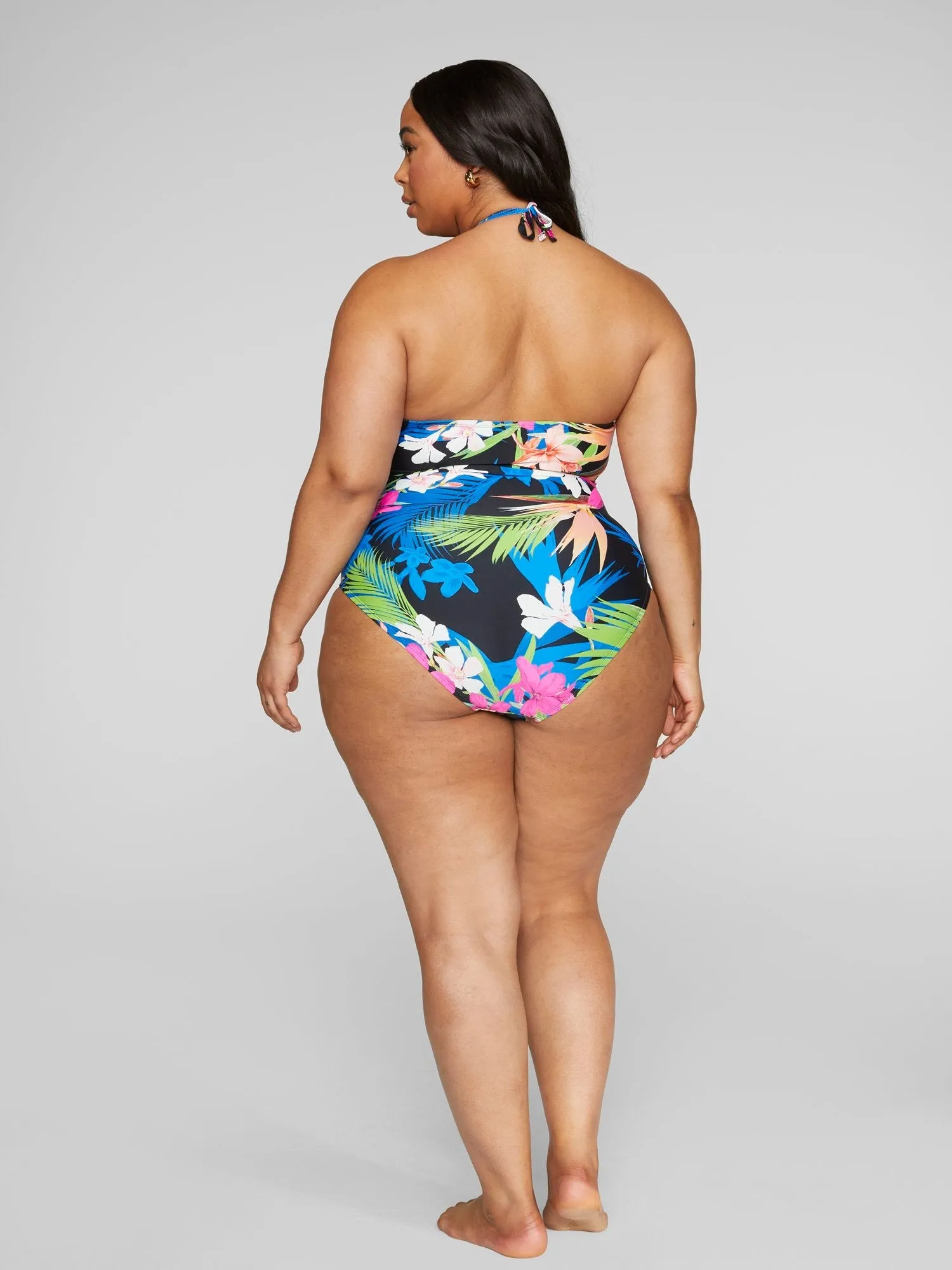 Fashion To Figure - Nyla Halter Tropical Print One-Piece Swimsuit