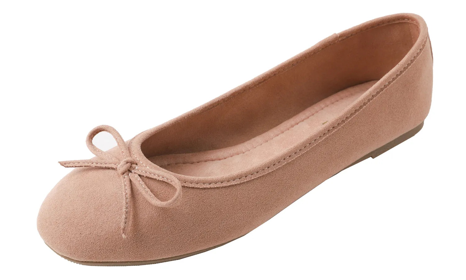 Feversole Women's Macaroon Faux Suede Memory Foam Cushion Insock Soft Ballet Flat Nude