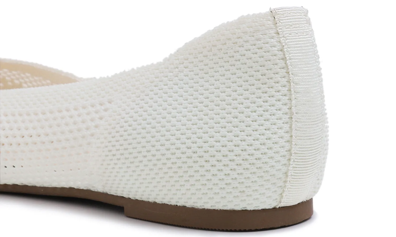 Feversole Women's Woven Fashion Breathable Knit Flat Shoes Cream White Ballet