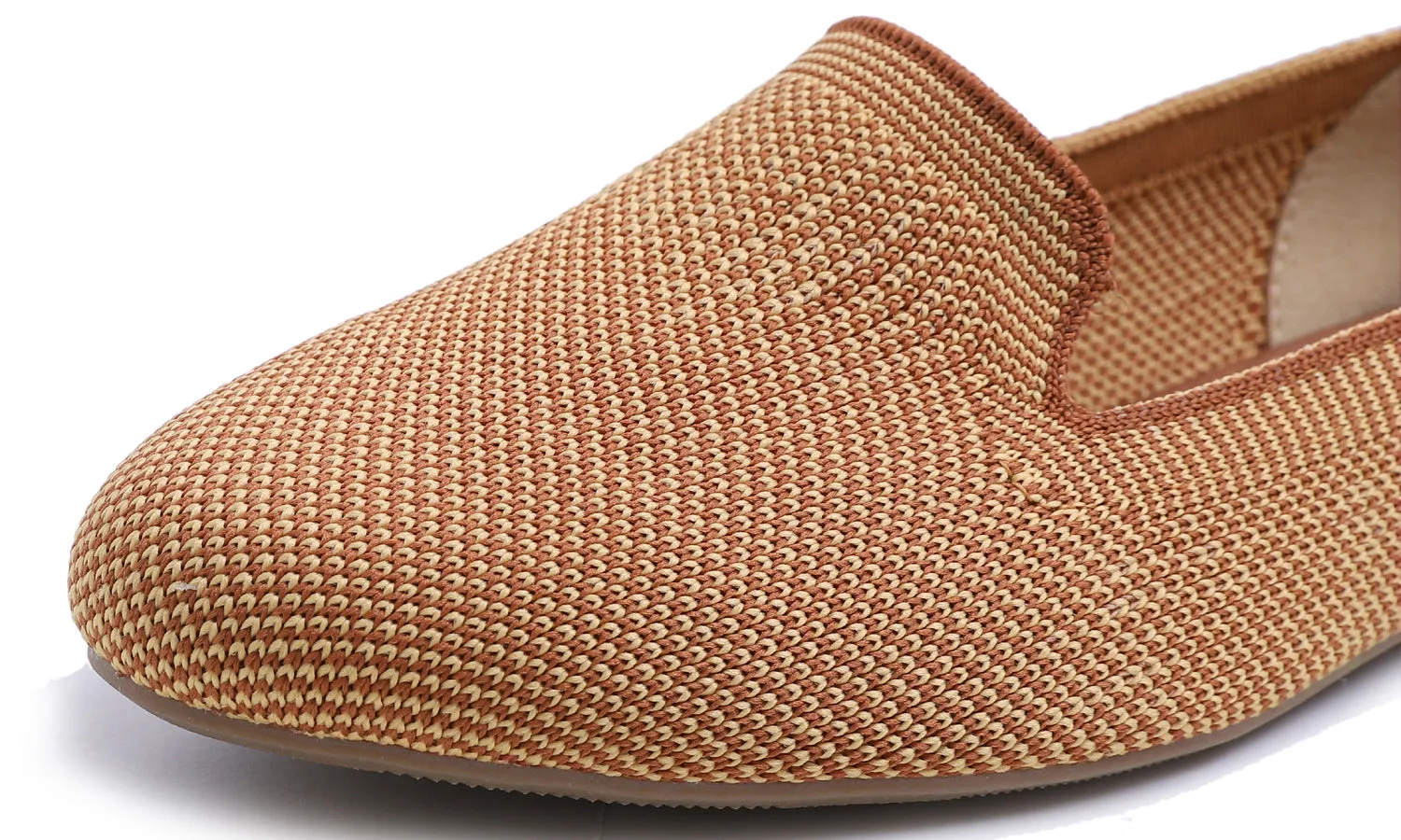 Feversole Women's Woven Fashion Breathable Knit Flat Shoes Tan Mixed Loafer