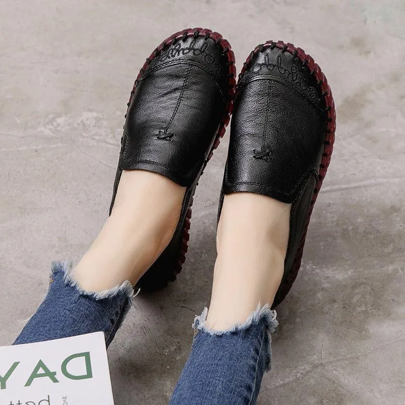 Flats Women's Casual Shoes GRCL3700 Fashion Leather Loafers