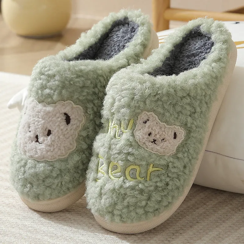 Fuzzy Plush Bear Slippers