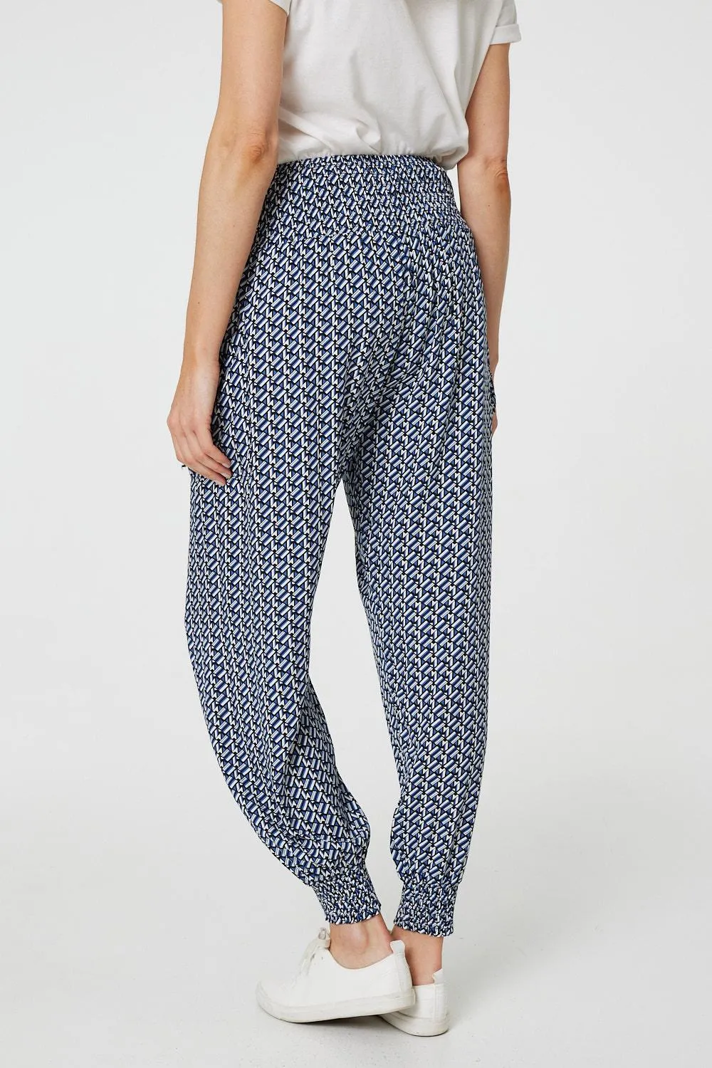 Geo Print Pocket Detail Harem Pants