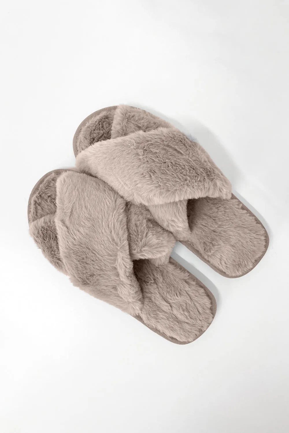 Gigi Fluffy Slippers - Taupe