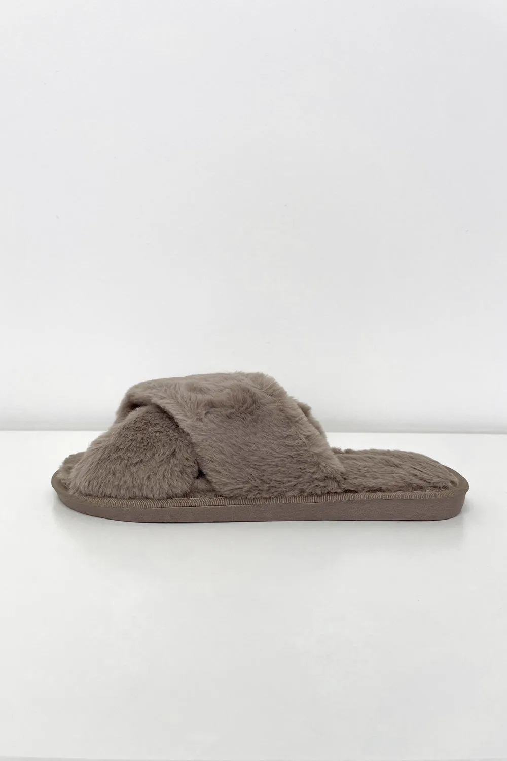 Gigi Fluffy Slippers - Taupe