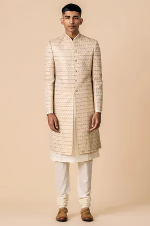 Gold All Over Floral Brocade Sherwani