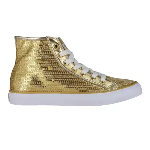 Gotta Flurt Women's Disco II Hi Gold Sequin Hip Hop Dance Sneaker