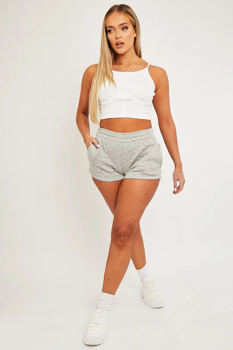 Grey Quilted Lounge Shorts - Alaiza