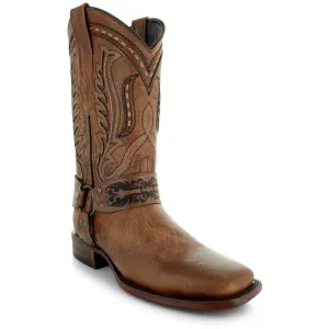 Harness Cowgirl Boots | Tan Leather Cowgirl Boots (M50038)