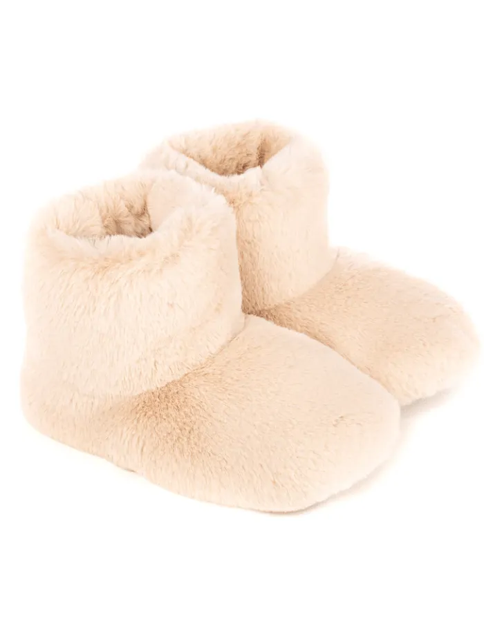 Helen Moore Vegan Fur Slipper Boots In Biscuit Cloud