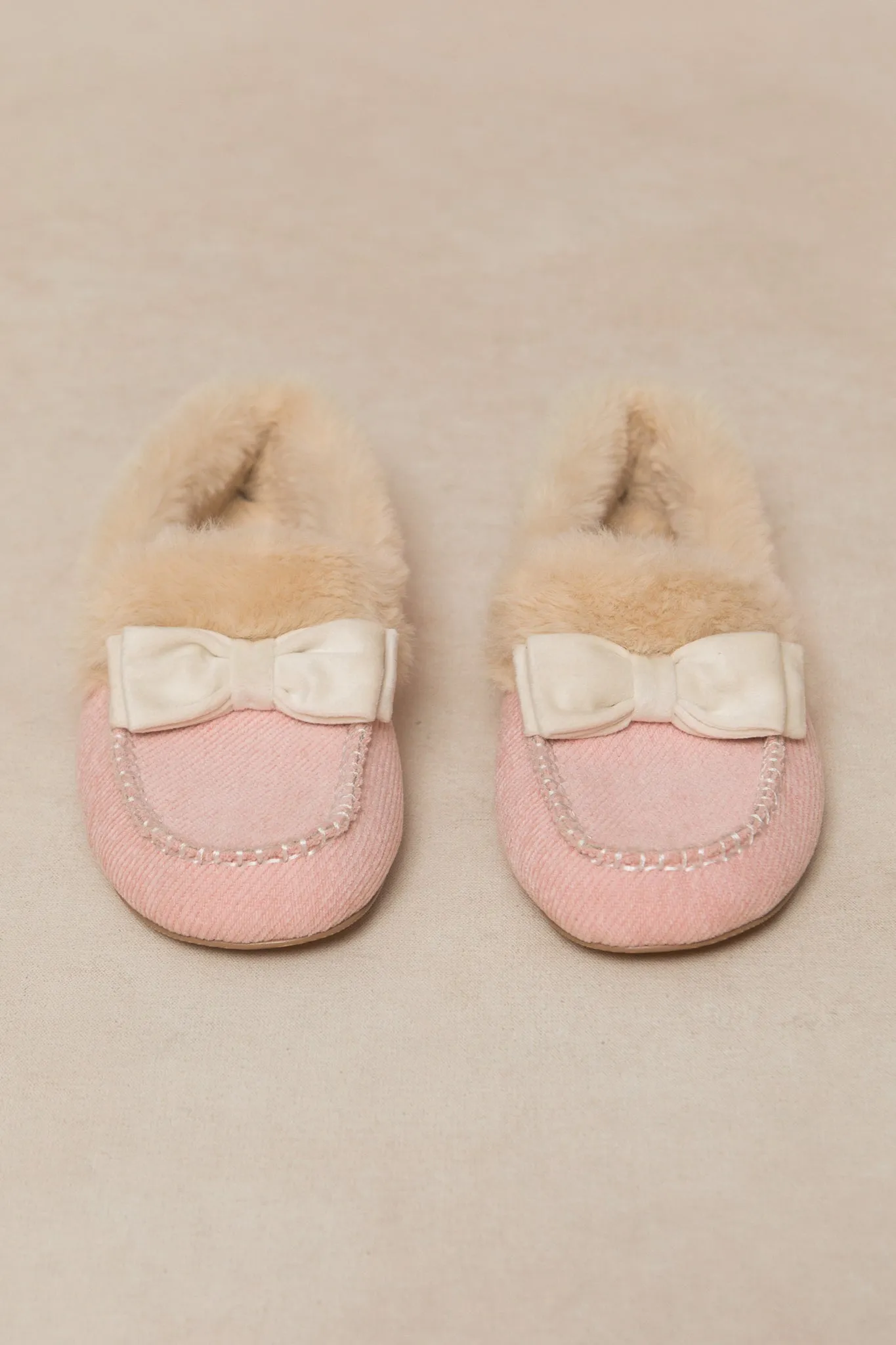 Ivy Bow Slippers in Pink