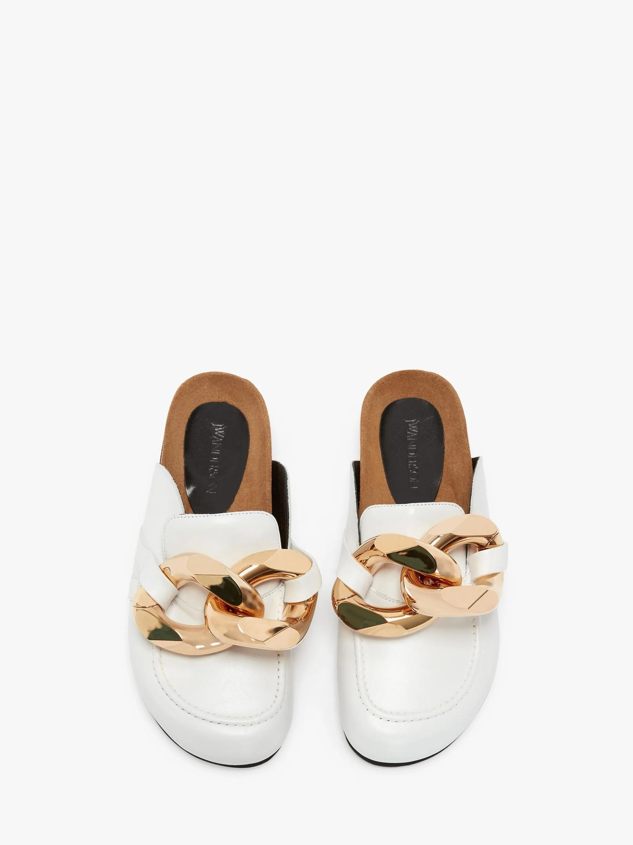 JW Anderson Leather Mules with Chain, White