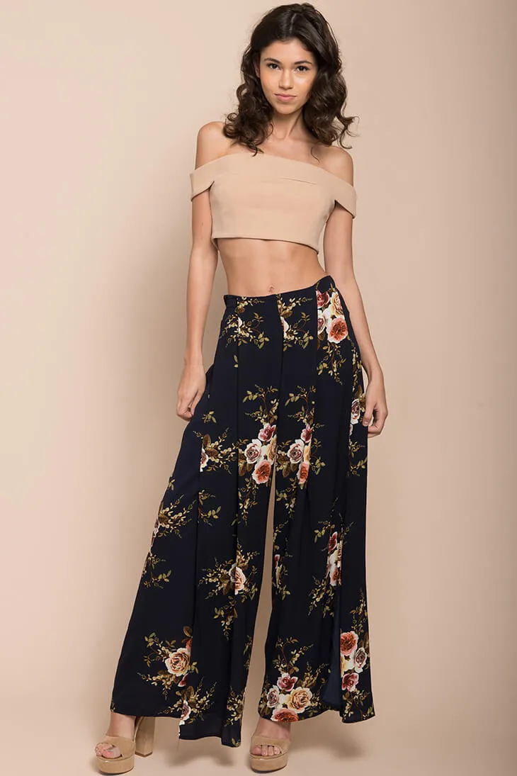 Kaya Floral Pants Navy