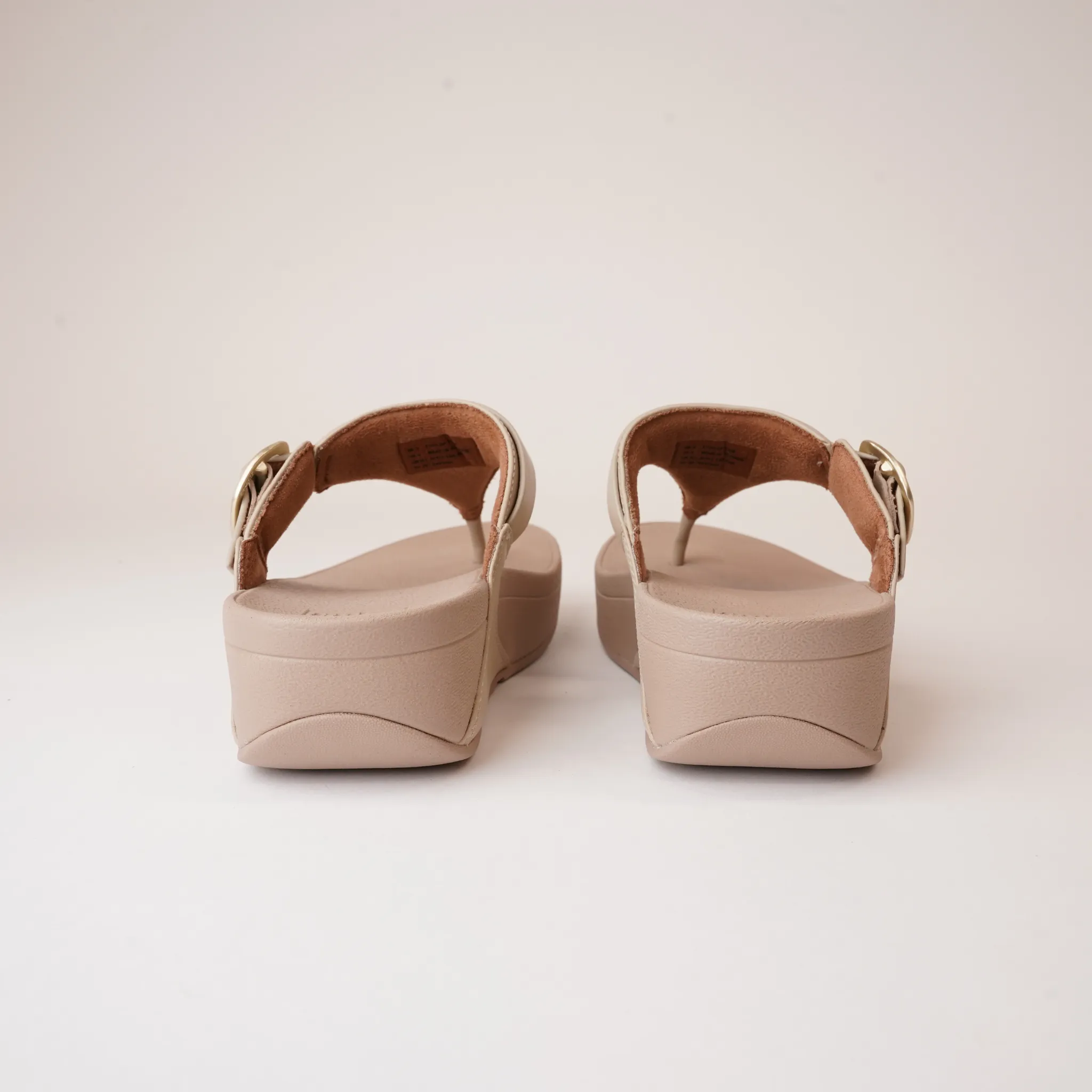 Lulu Adjustable Leather Toe Post Latte Sandals