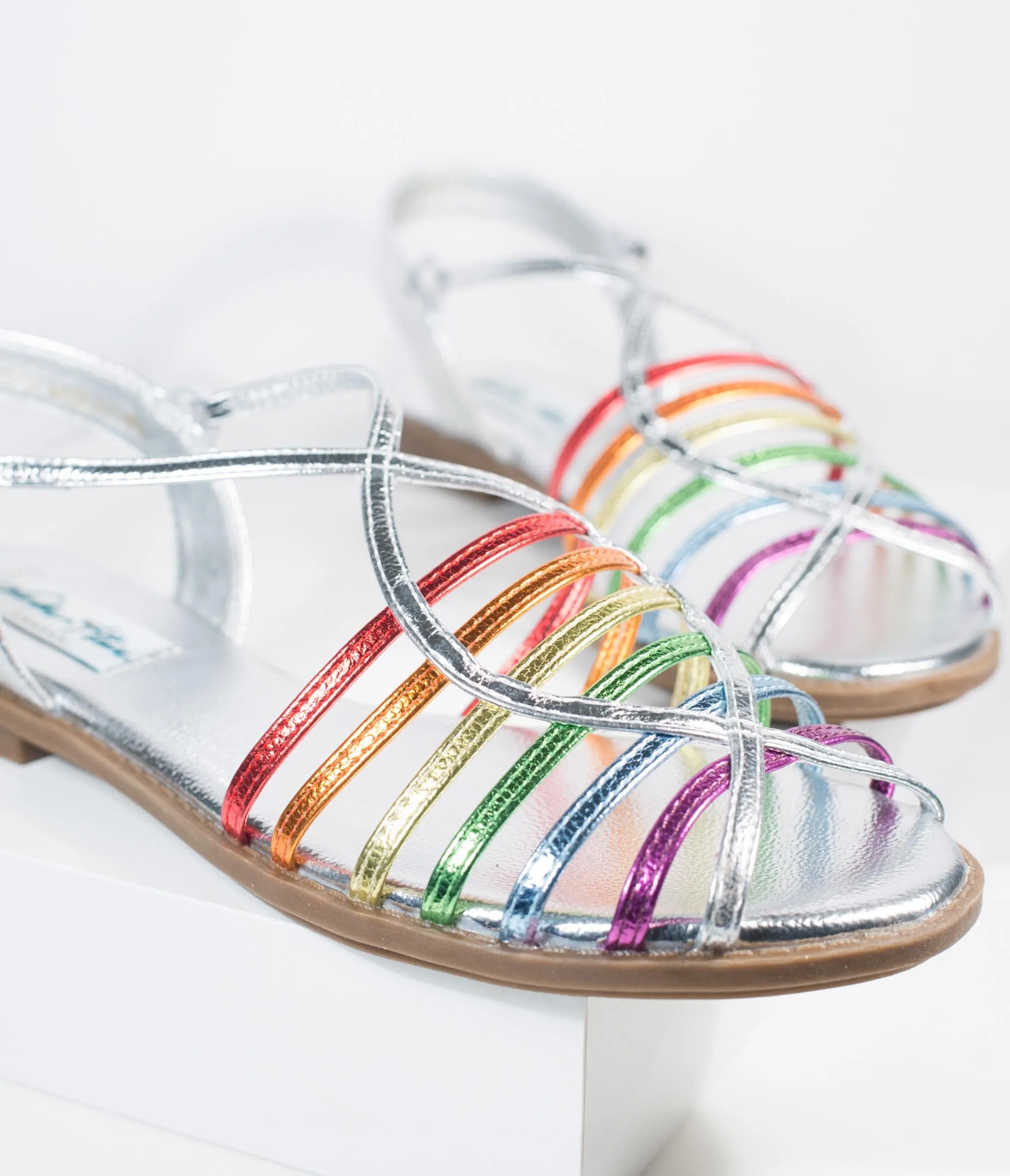 Lulu Hun Silver & Rainbow Strappy Iris Sandal