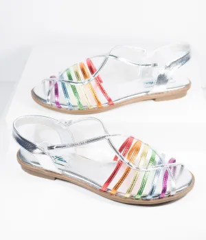 Lulu Hun Silver & Rainbow Strappy Iris Sandal