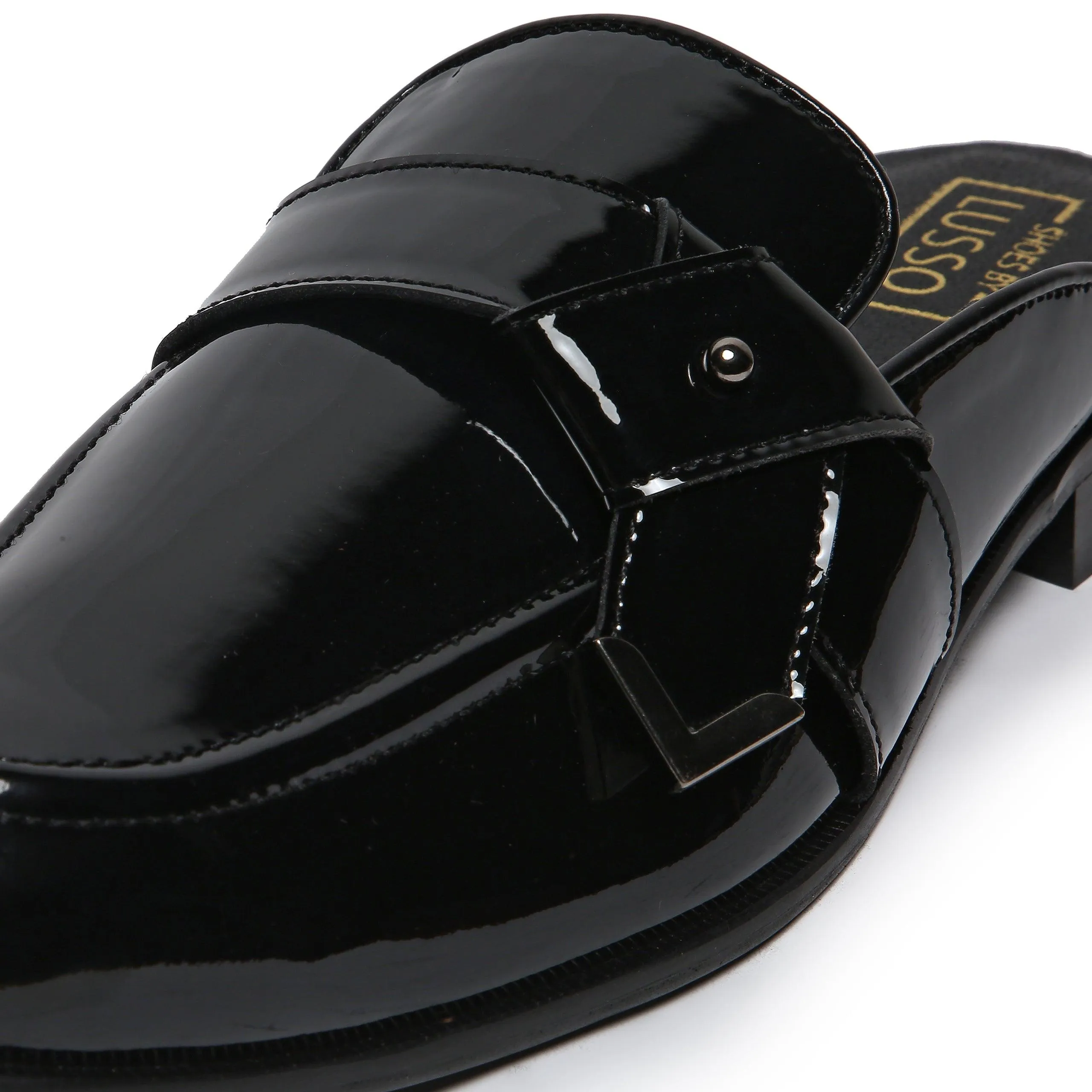 LUMBERG - PATENT BLACK SIDE LATCH MULE