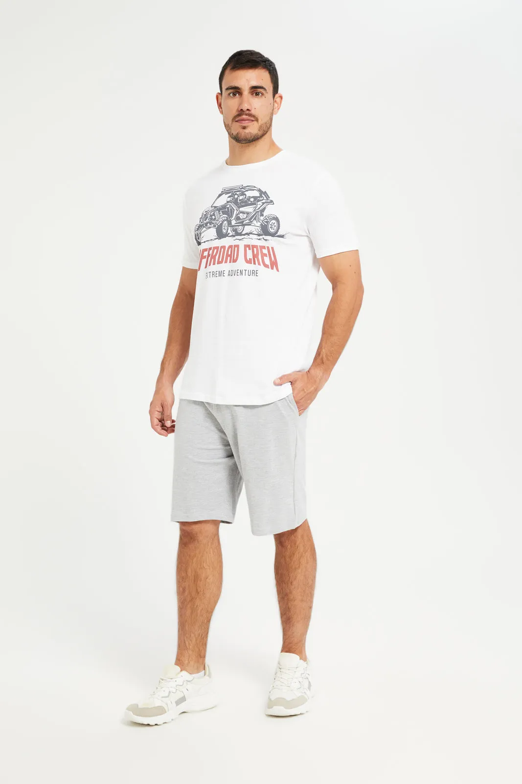 Men Grey Pull On Short