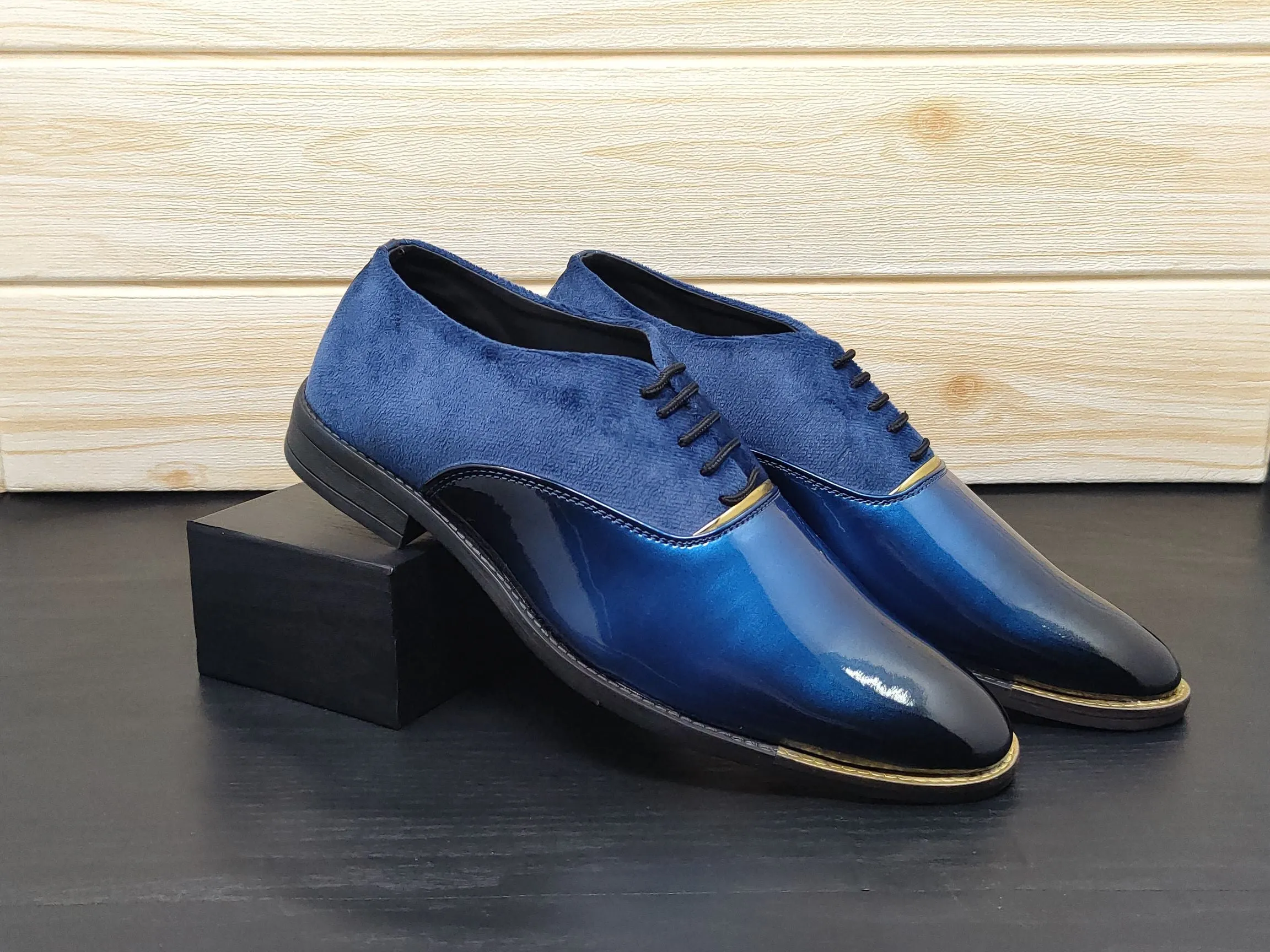 Men's Black Blue Oxford Shoes for Wedding and Partywear-JonasParamount