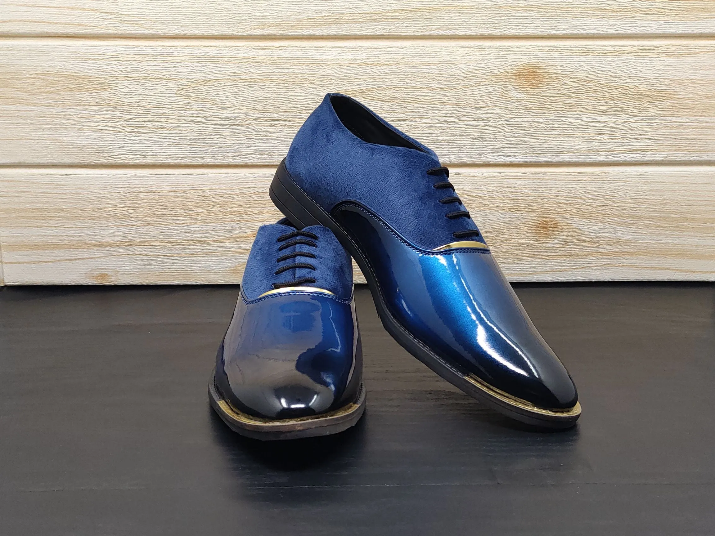 Men's Black Blue Oxford Shoes for Wedding and Partywear-JonasParamount