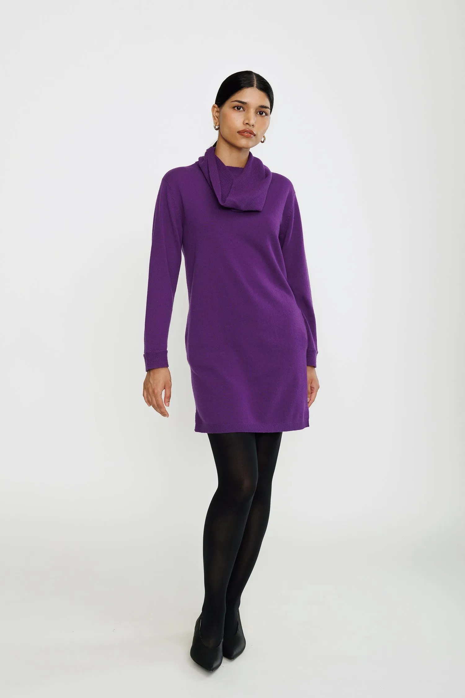 Merino-Cashmere Sweater Dress - Deep Purple