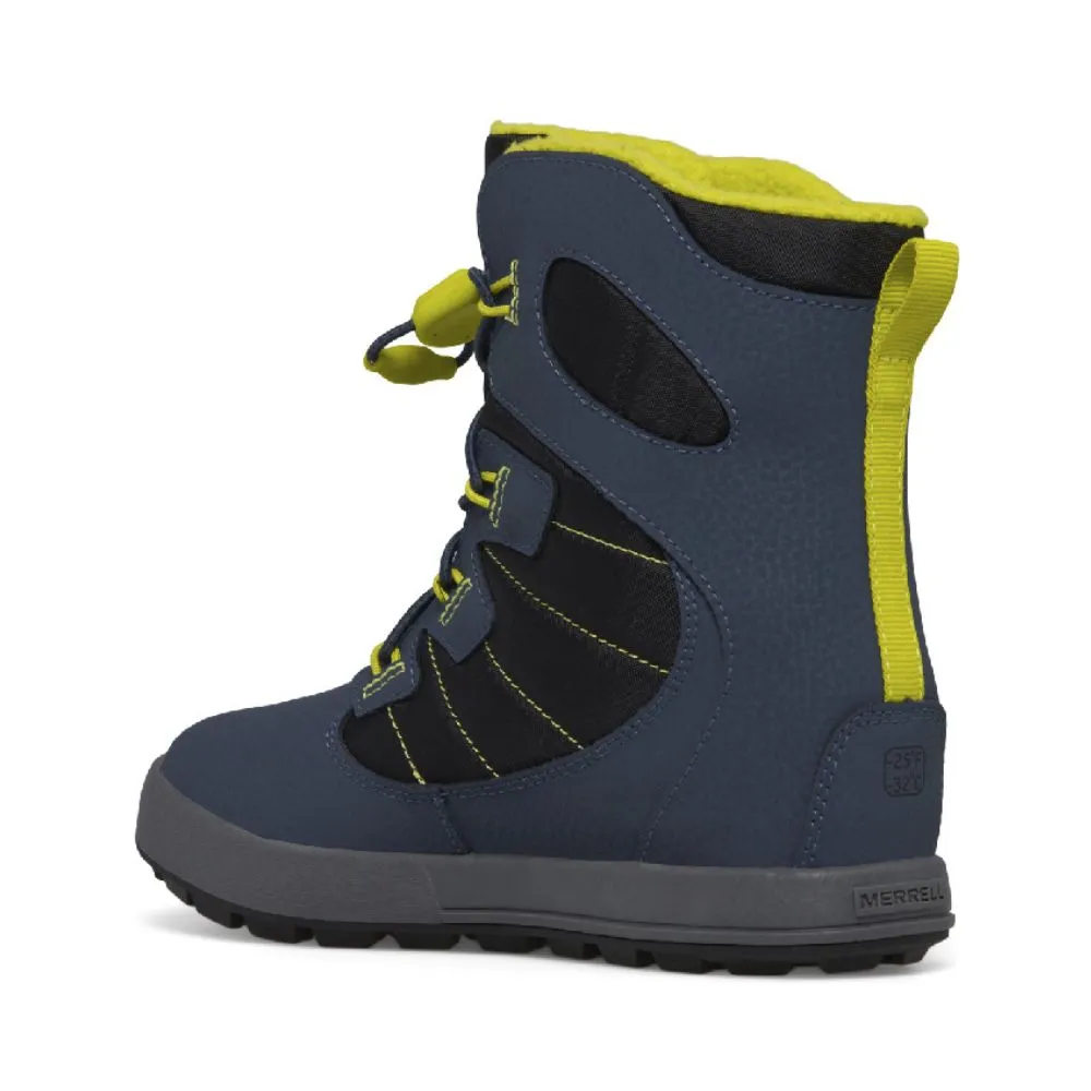 Merrell Snow Bank Kids Snow Boots - Navy / Lime