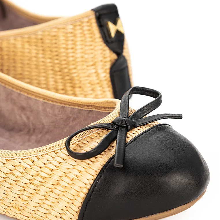 OLIVIA Ballet Flat Shoes - Natural Raffia